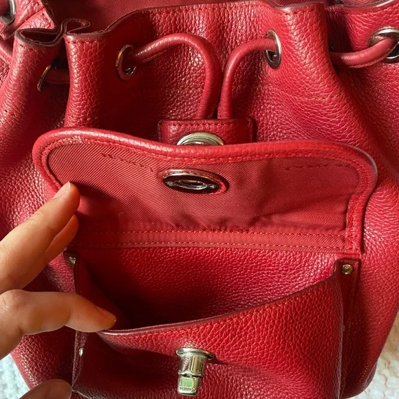 COACH Red Leather Mini Turnlock Rucksack Backpack #37581 - Picture 5 of 7